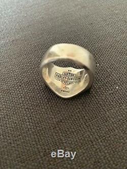 Mens Thierry Martino Harley Davidson Pur. 925 Bague En Argent Bar & Shield Taille 12