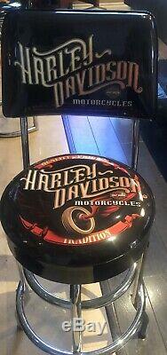 Mint Authentique Harley-davidson Vintage Bar & Shield Tabouret De Bar Avec Dossier