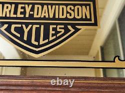 Miroir encadré pour la grotte de l'homme avec logo Vintage Harley Davidson Eagle Shield 28x23