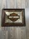 Miroir Mural Harley Davidson Motorcycles Bar Shield Encadré En Bois 19x15 Vintage