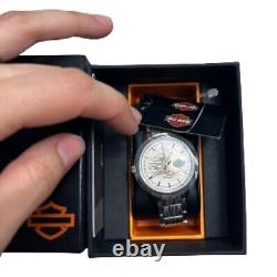 Montre pour dames en acier inoxydable Harley-Davidson Bar & Shield Flames 76L191 nib