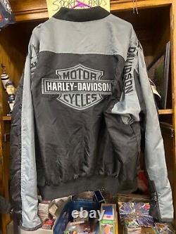 NOUVEAU Blouson en nylon Harley-Davidson pour hommes XXXL noir et gris avec logo Bar & Shield