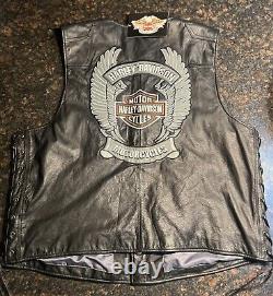 NWT Gilet en Cuir Harley Davidson Homme avec Aile HONOR et Écu Taille 2XL