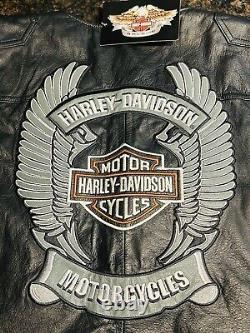 NWT Gilet en Cuir Harley Davidson Homme avec Aile HONOR et Écu Taille 2XL