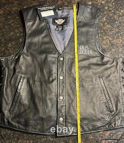 NWT Gilet en Cuir Harley Davidson Homme avec Aile HONOR et Écu Taille 2XL