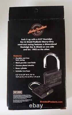 Nos Nostalgique Harley Davidson Bar Et Bouclier En Fonte De Fer Padlock Biker