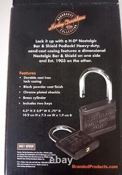 Nos Nostalgique Harley Davidson Bar Et Bouclier En Fonte De Fer Padlock Biker