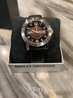 Nouveau Montre Homme Mens Watch Harley Davidson Bar & Shield Logo Nib 76a04 Band En Cuir