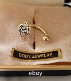 Old Authentic Harley Davidson 10 Kt Or Jaune Bouclier Bague À Boutons Belly