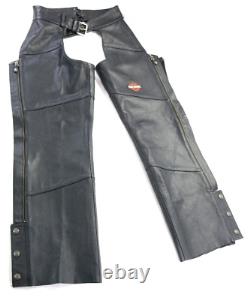 Pantalons de moto en cuir noir pour femmes Harley Davidson M chaps de biker avec protection bar shield