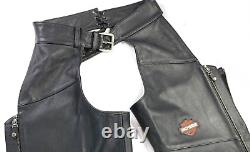 Pantalons de moto en cuir noir pour femmes Harley Davidson M chaps de biker avec protection bar shield