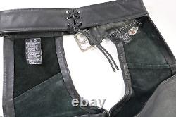 Pantalons de moto en cuir noir pour femmes Harley Davidson M chaps de biker avec protection bar shield