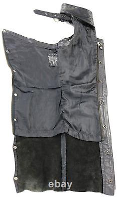 Pantalons en cuir vintage de motard Harley Davidson pour homme, chaps noirs, bar shield vtg