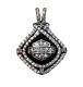 Pendentif En Barrette En Argent Sterling 925 Vintage Harley-davidson Avec Cz Noir Et Blanc