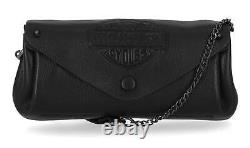 Pochette en cuir à rabat Crossbody Bar & Shield pour femmes Harley-Davidson noire