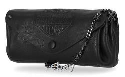 Pochette en cuir à rabat Crossbody Bar & Shield pour femmes Harley-Davidson noire