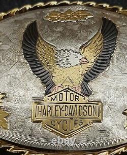 Rare 1970-1980's Harley Davidson Rupwing Eagle Criant Bar Et Boucle De Ceinture De Bouclier