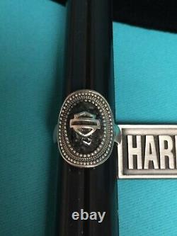 Rare Harley Davidson Legend Sterling 925 Lava Rock Bar & Shield Ring Size 7 Mod