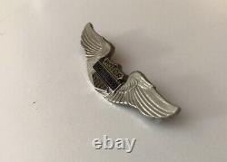 Rare Vintage 20s- 50 Silver Harley Davidson Wing Pin Captain Hat Bar & Shield