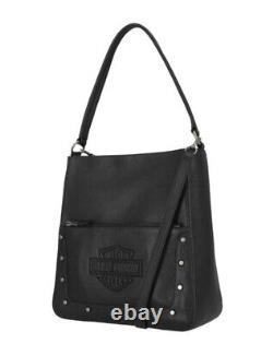 Sac à main hobo Harley Davidson pour femmes avec studs plats et logo Bar & Shield MHW043/08