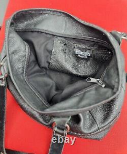 Sac à main / sac à bandoulière en cuir noir avec logo en forme de bouclier de Harley Davidson pour femmes de style vintage