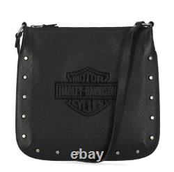 Sac bandoulière Harley Davidson pour femmes avec clous plats et logo Bar & Shield en noir MHW044/08