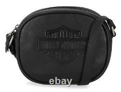 Sac bandoulière en cuir noir Harley-Davidson pour femmes avec barre cloutée et bouclier plat