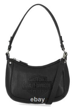 Sac hobo en cuir noir à clous plats Bar & Shield pour femmes Harley-Davidson