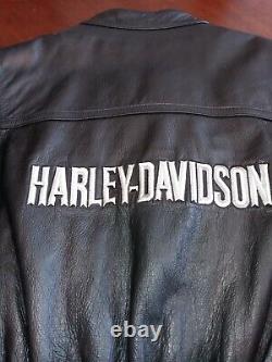 Superbe Véritable Harley Davidson Veste De Moto En Cuir Bar Et Bouclier Petit