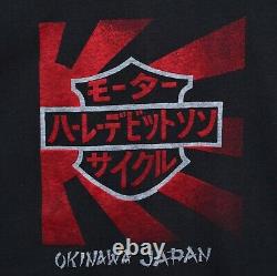 T-shirt Harley-davidson Vintage 80s Hommes XL Okinawa Japon Bar Shield Logo