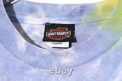 T-shirt à manches courtes à imprimé tie-dye Harley Davidson 90's Hanes Eagle Bar Shield