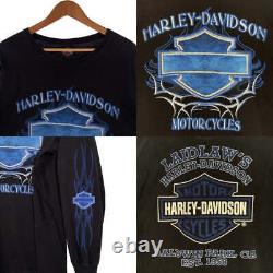 T-shirt à manches longues Harley-Davidson Bar & Shield des années 2000 en bleu, d'occasion.