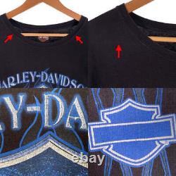 T-shirt à manches longues Harley-Davidson Bar & Shield des années 2000 en bleu, d'occasion.