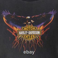 T-shirt à manches longues d'occasion Harley-Davidson Eagle Bar & Shield Flame des années 2000