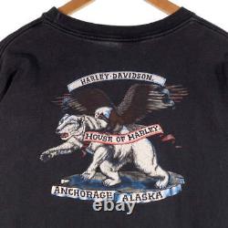 T-shirt à manches longues d'occasion Harley-Davidson Eagle Bar & Shield Flame des années 2000