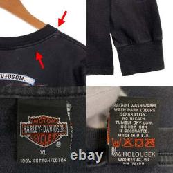 T-shirt à manches longues d'occasion Harley-Davidson Eagle Bar & Shield Flame des années 2000