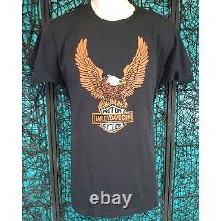 T-shirt pour homme VTG Harley Davidson Classic Eagle Bar & Shield des années 1970 en noir, taille L