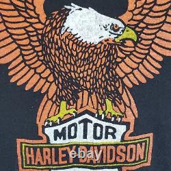 T-shirt pour homme VTG Harley Davidson Classic Eagle Bar & Shield des années 1970 en noir, taille L