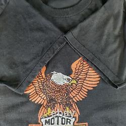 T-shirt pour homme VTG Harley Davidson Classic Eagle Bar & Shield des années 1970 en noir, taille L