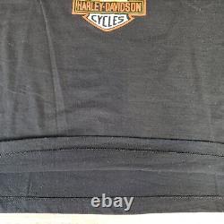 T-shirt pour homme VTG Harley Davidson Classic Eagle Bar & Shield des années 1970 en noir, taille L