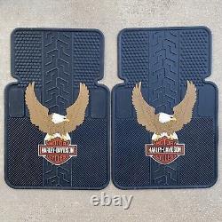 Tapis de sol Harley Davidson des années 80-90 avec ailes d'aigle relevées et barre et bouclier