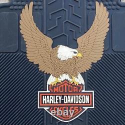 Tapis de sol Harley Davidson des années 80-90 avec ailes d'aigle relevées et barre et bouclier