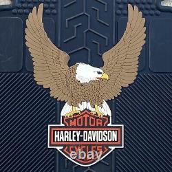 Tapis de sol Harley Davidson des années 80-90 avec ailes d'aigle relevées et barre et bouclier