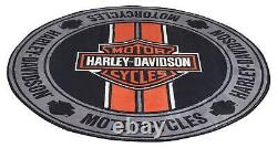 Tapis de zone rond à rayures de course avec le logo Harley-Davidson Bar & Shield de 5,25 pieds.