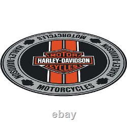 Tapis rond Harley-Davidson Bar & Shield avec rayures de 5,2 pieds de diamètre.