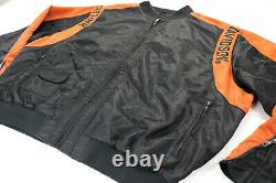 Unisex Harley Davidson Veste De Course XL Nylon Orange Noir Bar Bouclier Zip Up