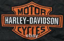 Unisex Harley Davidson Veste De Course XL Nylon Orange Noir Bar Bouclier Zip Up