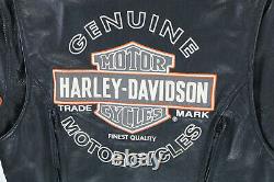 Veste En Cuir Harley Davidson Femme M Miss Enthusiast Bouclier De Barre Orange Noir