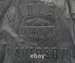 Veste En Cuir Harley Davidson L Shifter Noir Embossé Bar Bouclier Zip Évents