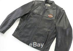 Veste En Cuir Pour Hommes Harley Davidson M Stock 98112-06vm Bouclier Barre Noire Zip